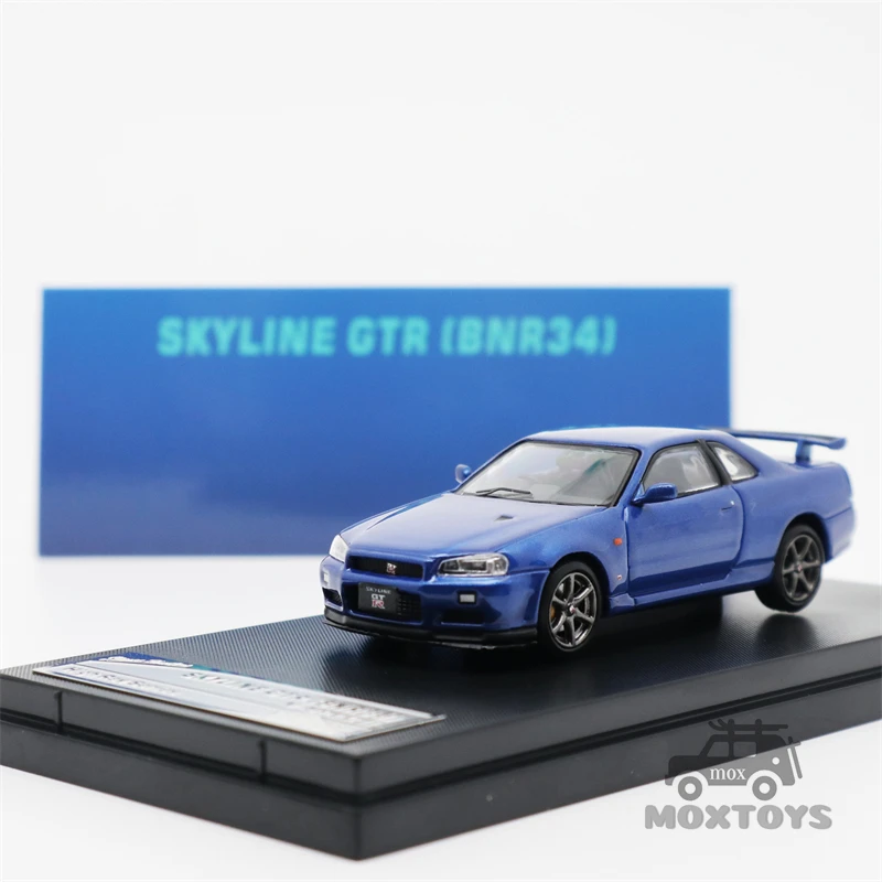 Автомобильная модель автомобиля стойки Hunter 1:64 Nissan Skyline GTR R34 V SPEC II Bayside темно-синяя