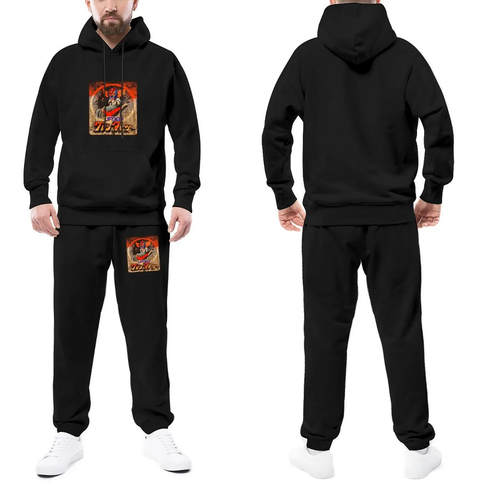 Goldorak Mens Tracksuit Set Casual Sweatsuits SummerSweatpants And Hoodie Set Man