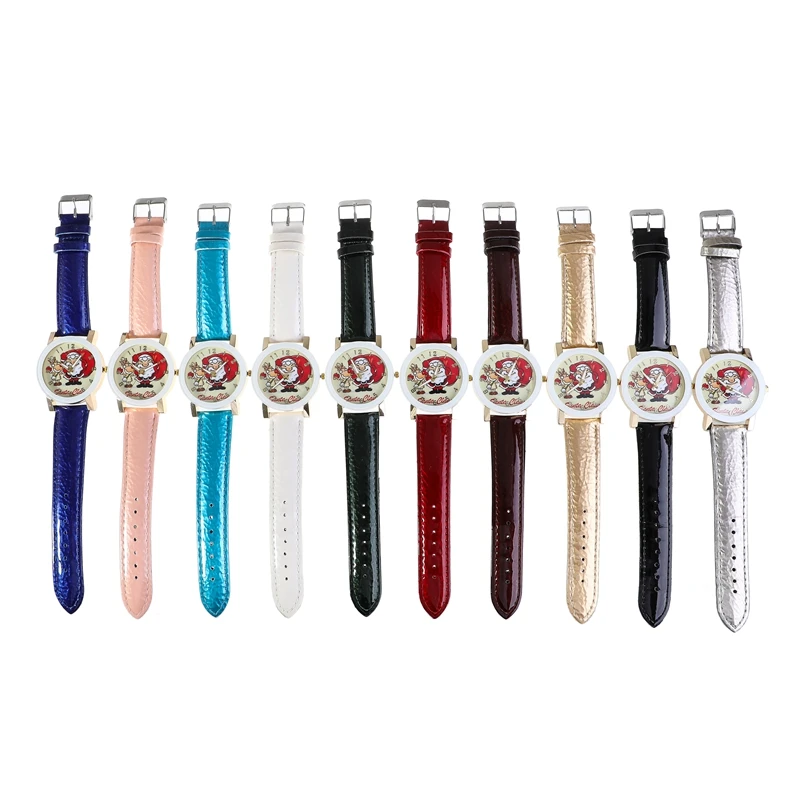 Новые модные женские часы с мультяшным Санта Клаусом и лосем кожаные кварцевые