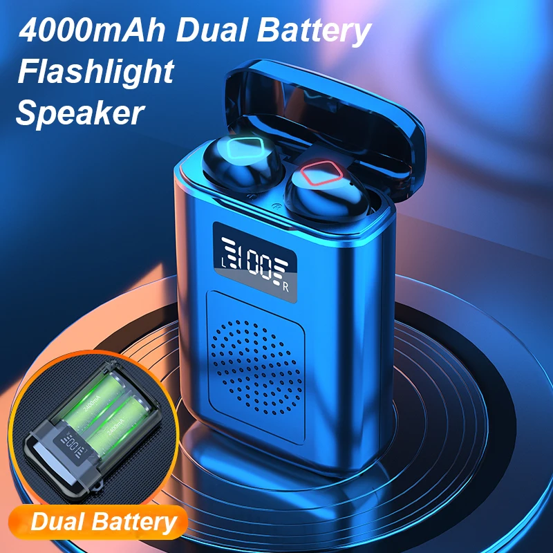 

TWS M6 4000 мАч беспроводные наушники и динамик стерео Bluetooth наушники сенсорная гарнитура спортивные наушники с фонариком внешний аккумулятор