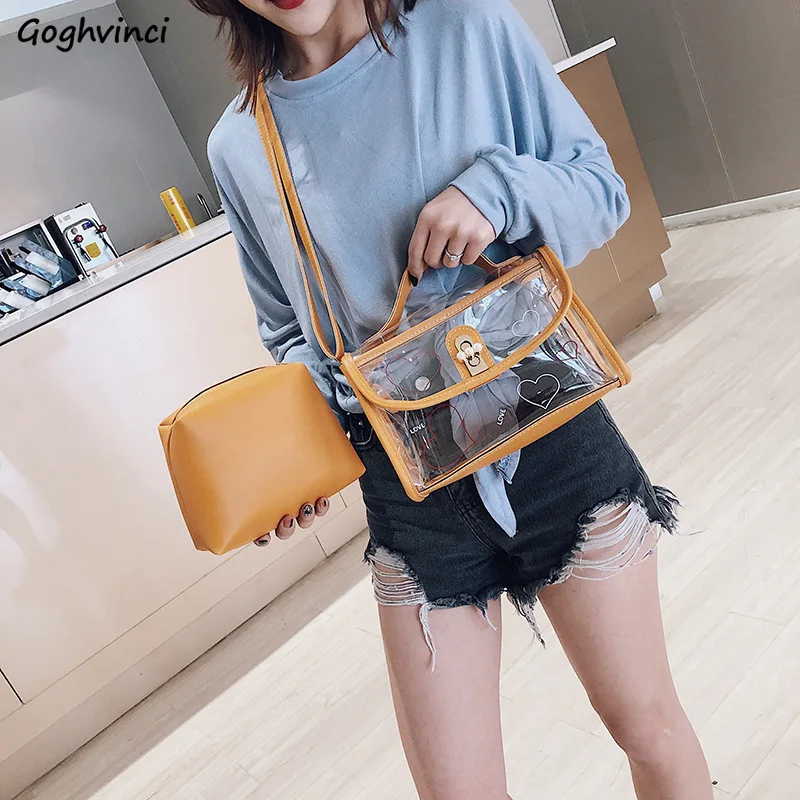 Transparent Bags Women Shoulder Handbags Son-mother Crossbody Bag Hasp Fashion Messenger Large Capacity Simple Elegant All-match