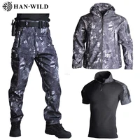 3pcs tad camouflage tactical military uniform hiking suits outdoor working clothing fleece warm jacketpantsshirts windproof