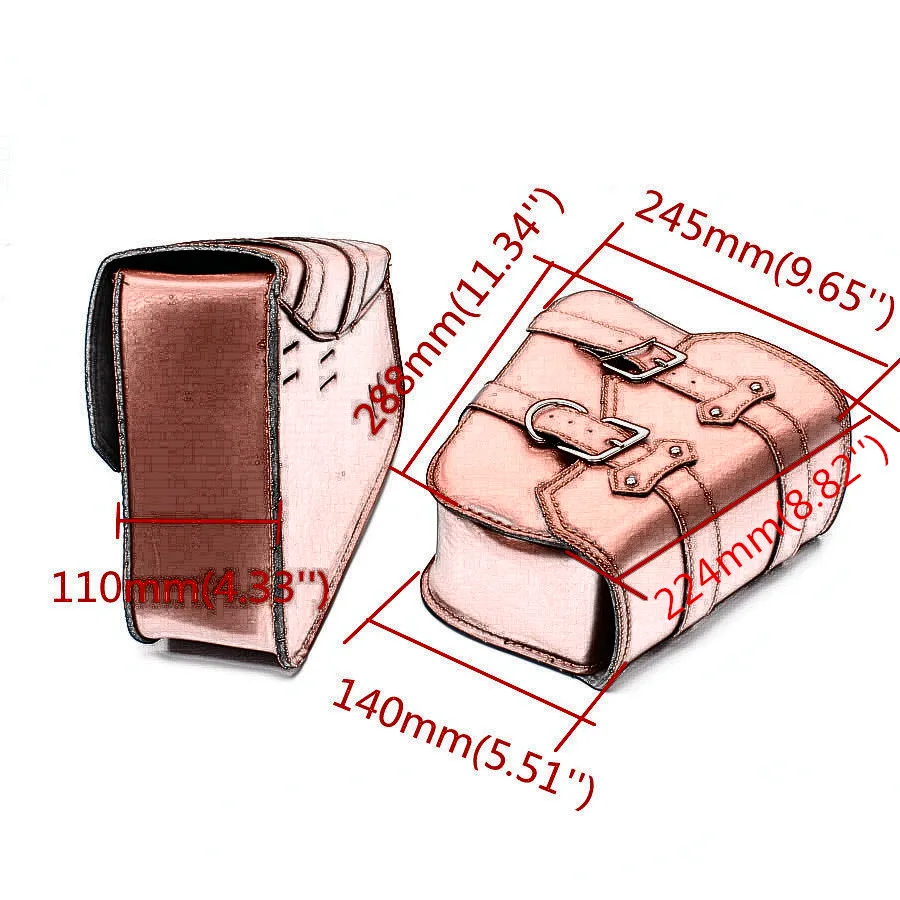 

For Honda Suzuki Harley Sportster XL 883 XL1200 Black PU Leather Saddle Bag Motorcycle Luggage Left+Right Side Tool Bag