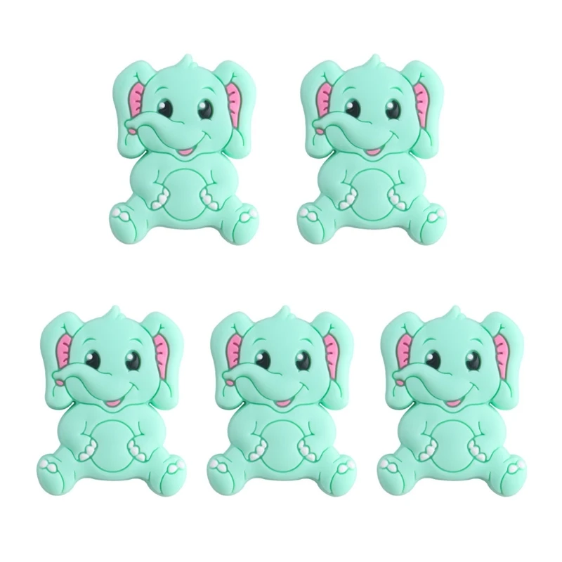 

5 Pcs/Pack Baby Infant Cartoon Elephant Shape Teether Silicone Beads Molar Toys