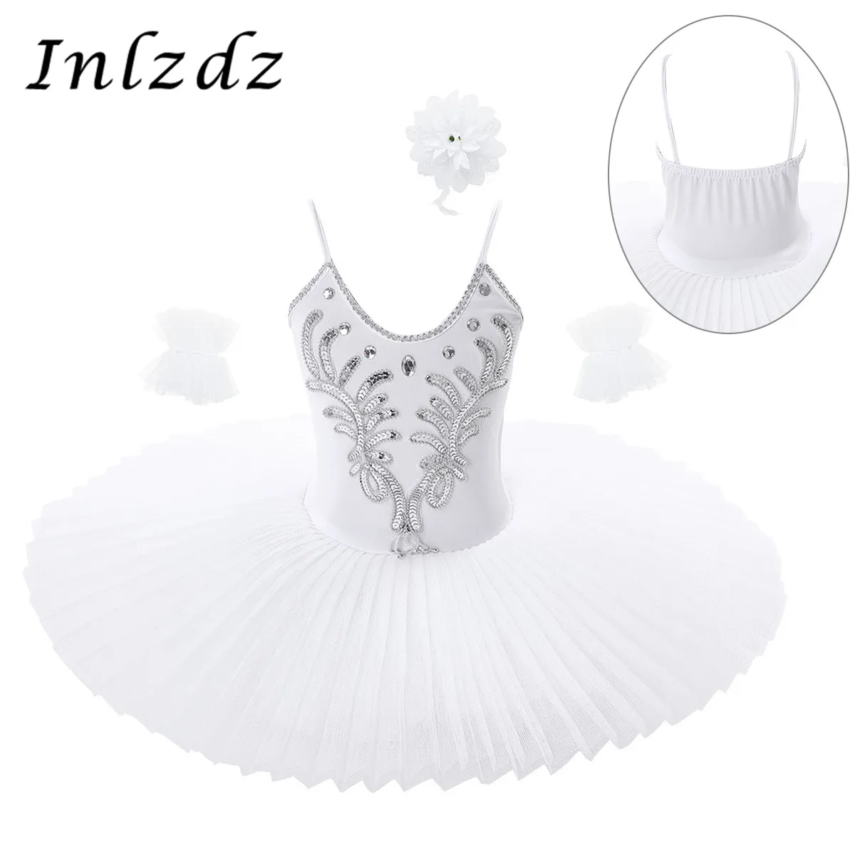Детское балетное платье для девочек стразы блестки бисер трико пачка костюм