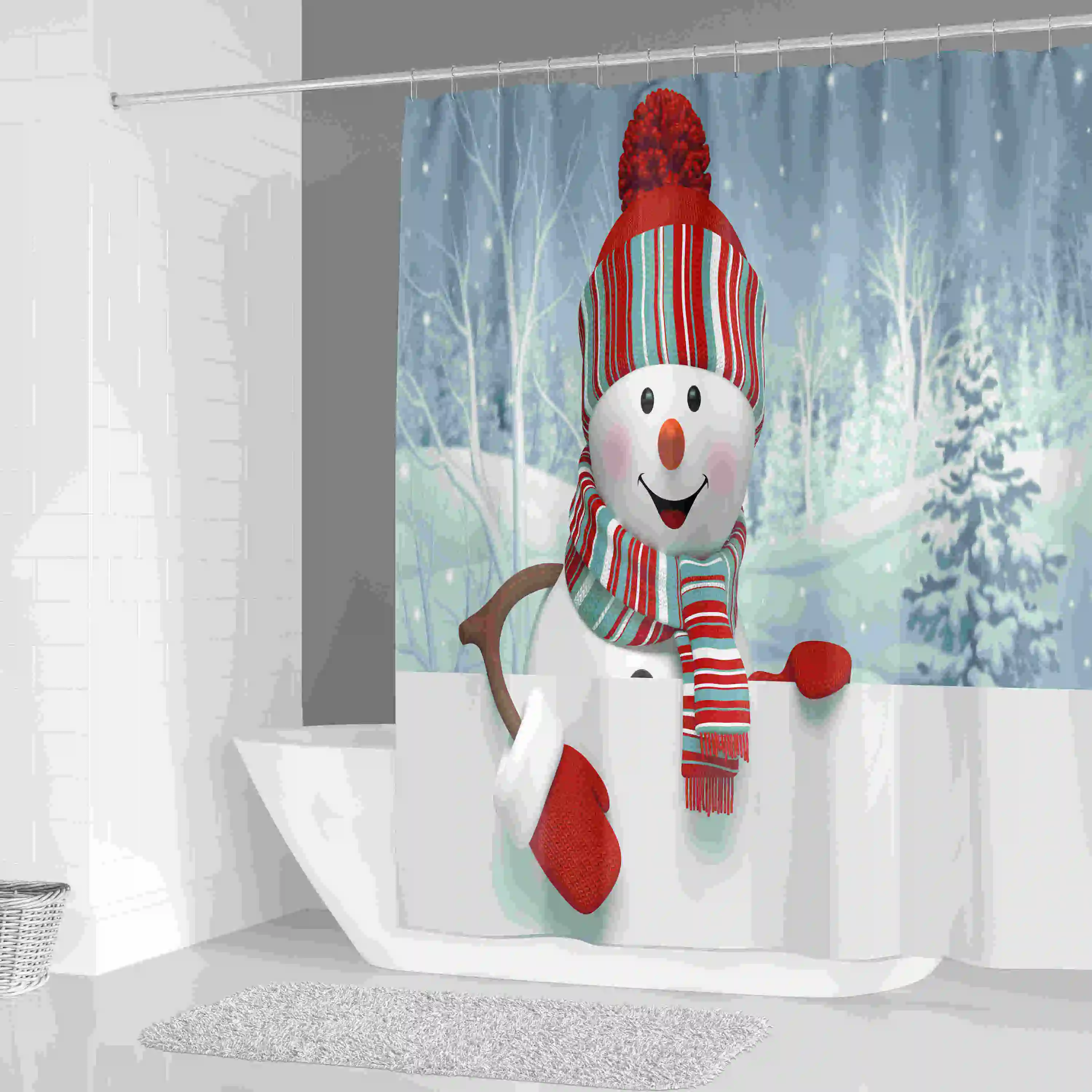 

Снеговик занавеска для душа домашний дизайн Водонепроницаемый полиэстер ткань Ванная комната Декор Санта-Клаус занавеска s с крючками