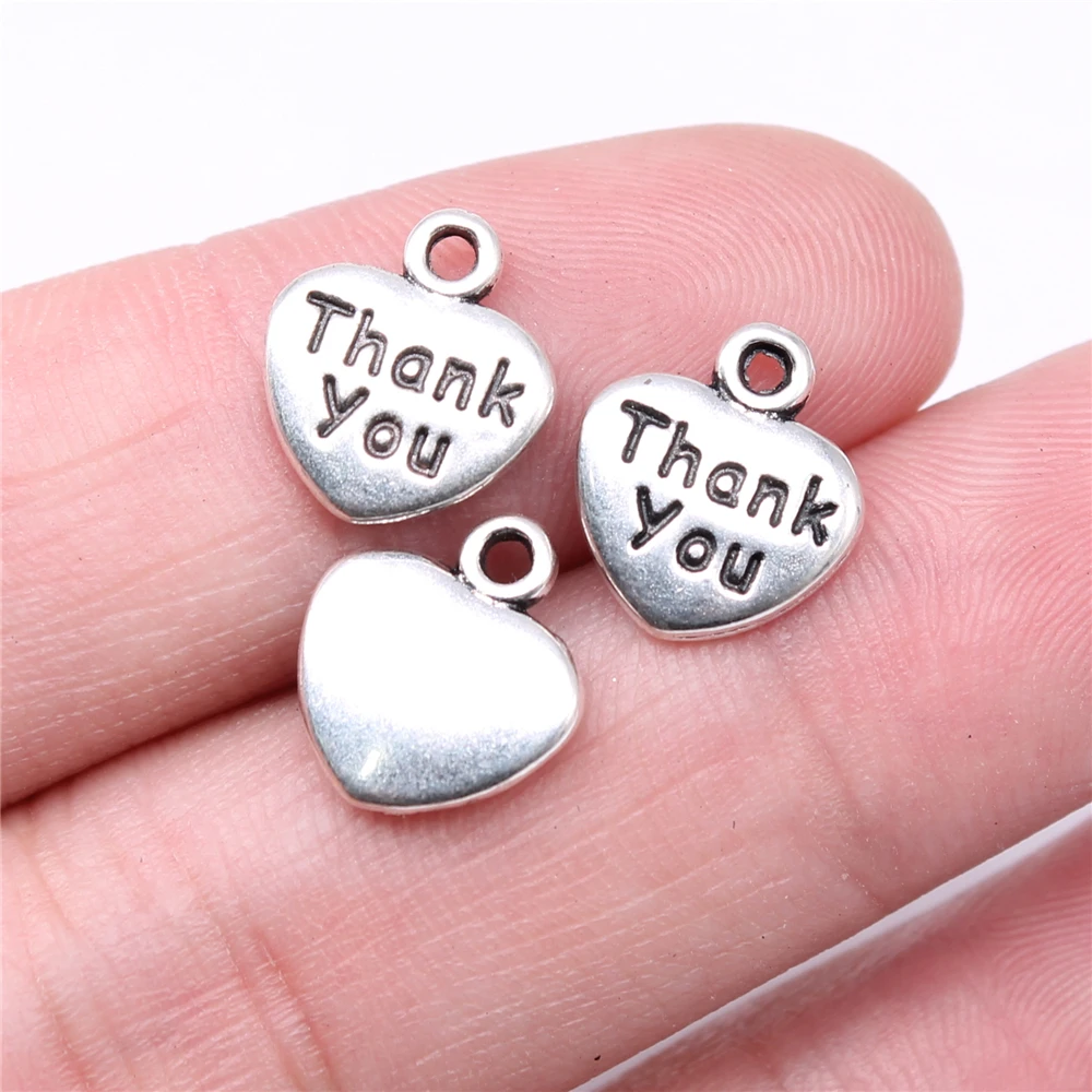 

20pcs Charms 13x11mm Thank You Heart Charms For Jewelry Making DIY Jewelry Findings Antique Silver Plated Alloy Charms
