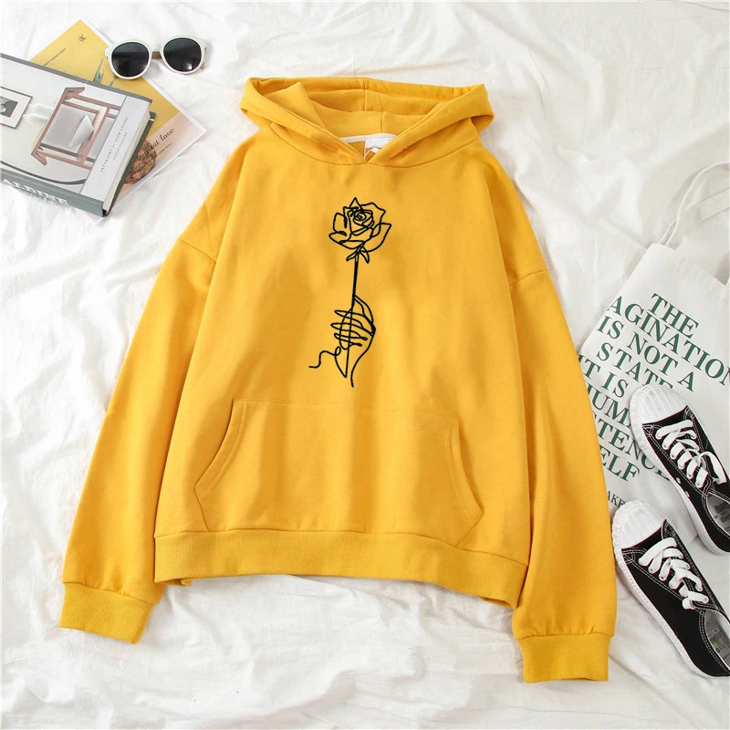 Женская толстовка с длинным рукавом Sudaderas Mujer Harajuku свободная капюшоном
