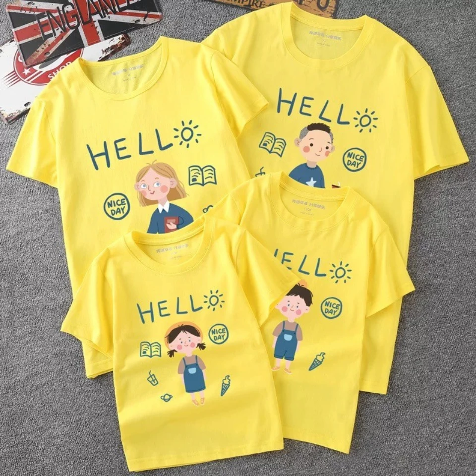 Летняя хлопковая футболка с коротким рукавом для папы мамы дочки сына - купить по