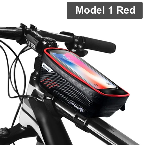 Model 1 Red NEWBOLER 6.5in сумка для велосипеда Чехол для мобильного телефона для велосипеда водонепроницаемый рулевой передний Топ труба велоинструменты сумки велосипедные аксессуары - Цвет: Model 1 Red
