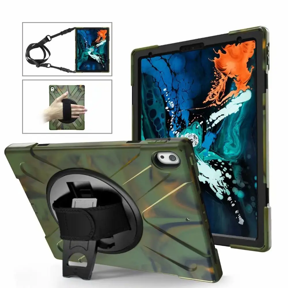 

Противоударный чехол для IPad Pro, 360 дюйма, 12,9 дюйма, с поворотом на 2018 градусов, с подставкой, с ремешком и ручкой