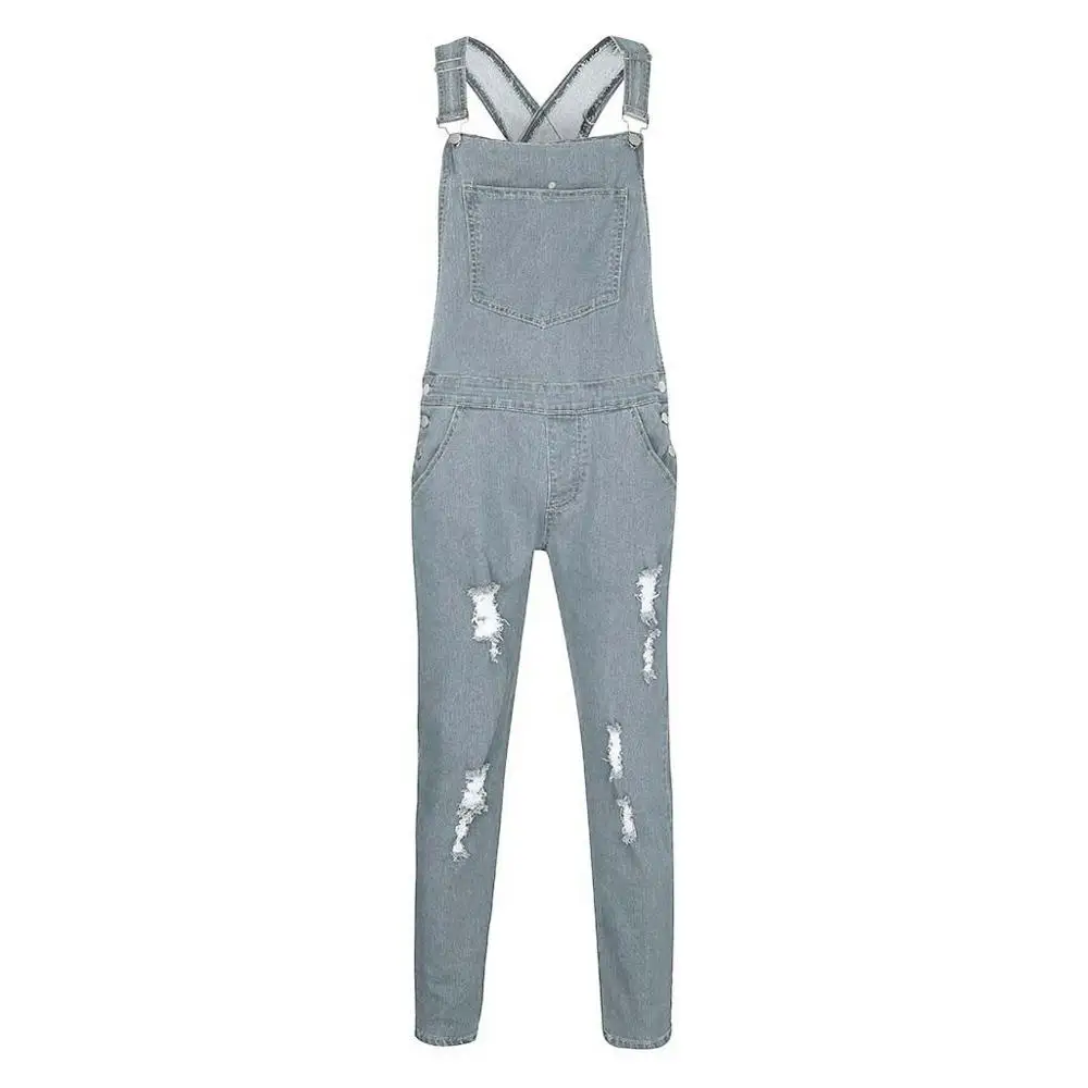 Новинка 2019 стильный мужской джинсовый комбинезон с дырками и карманами красивый