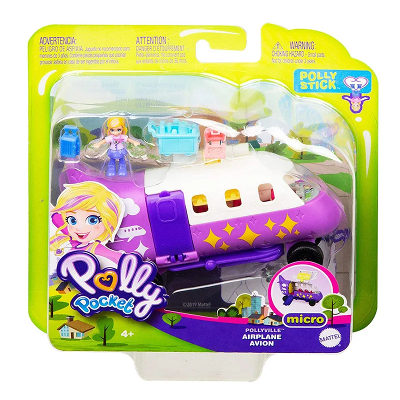 

Polly Pocket Glamping Van Pollyville Transforming Camper Van Pollyville Airplane with Micro Polly Doll Cute Toys for Girl Gift