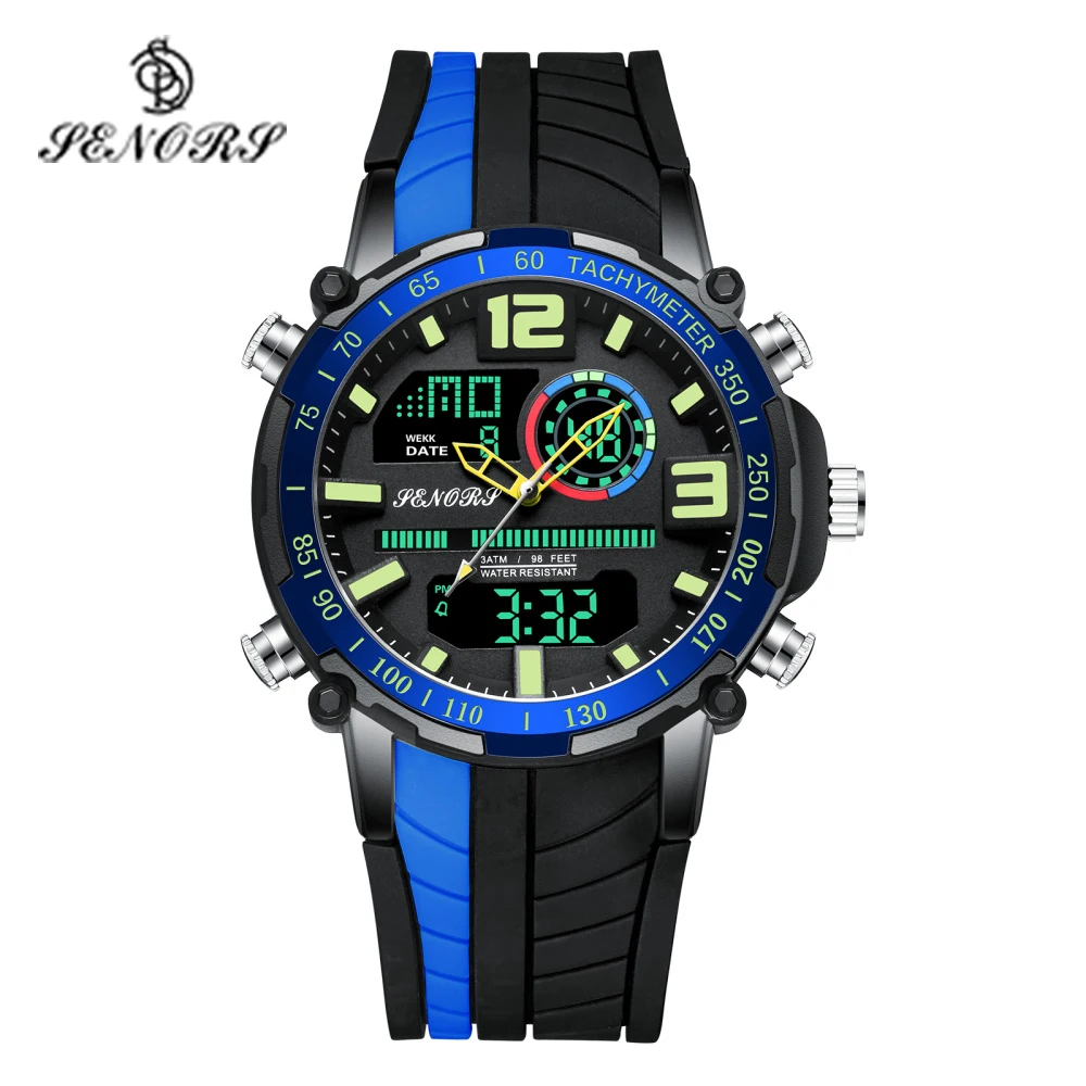 

Men Sports Digital Watch Fashion Dual Display 3 Atm Waterproof Led Luminous Wristwatch Military Clock Relogio