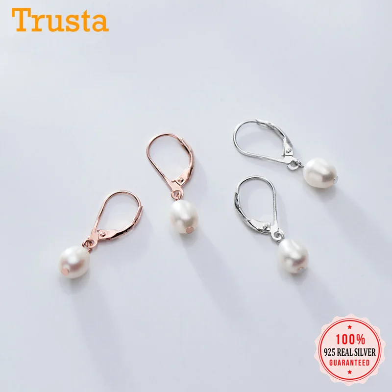 Серьги кольца женские из серебра 925 пробы с эллиптическим жемчугом|Серьги-кольца|