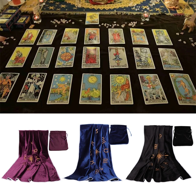 

M89D Square Pendulum Divination Tablecloth Ta-rots Card Pad Runes Altar Table Cloth Constellation Ma-gic Board Game