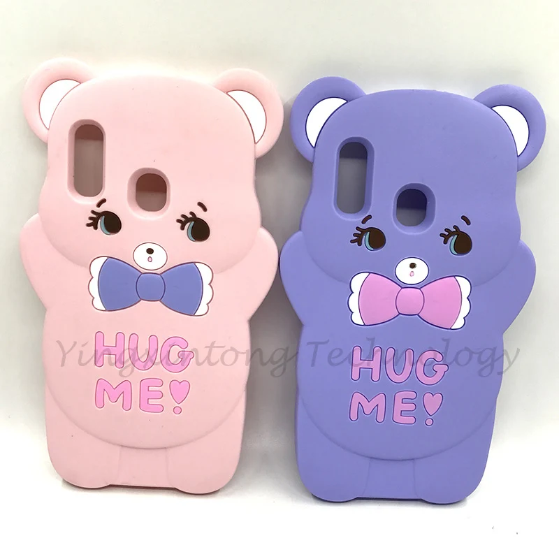 Мягкий силиконовый чехол с милым мультяшным 3d рисунком бантиком и медвежонком
