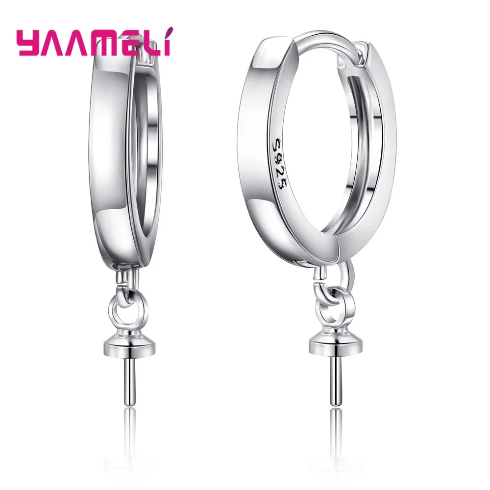 925 Sterling Silver Round Hoop Earrings Making Components Handmade DIY Jewelry Findings Circle Loop with Bail Connector | Украшения и