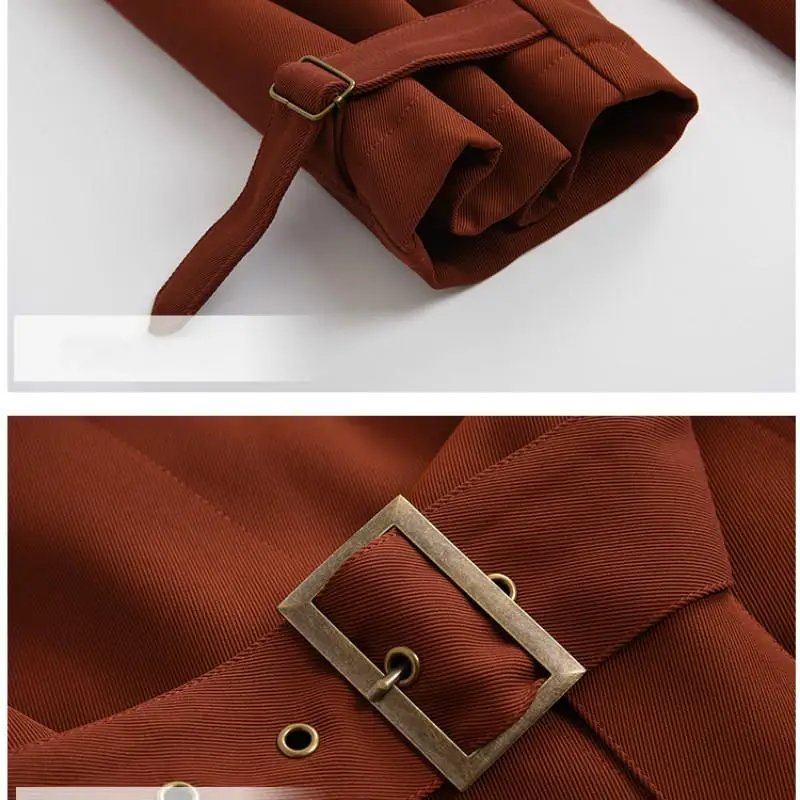 

Autumn Long Trench Coat with Belt Turn Down Collar Long Sleeve Coat Casaco Feminino Harajuku Abrigo Mujer Trench Femme