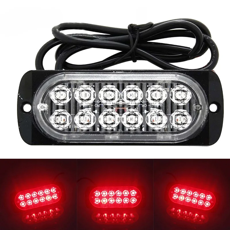 

12LED Off-road Car Trucks Safety Urgent Working Fog Red Light Lamp 12V~24V 36W LED Urgent Light