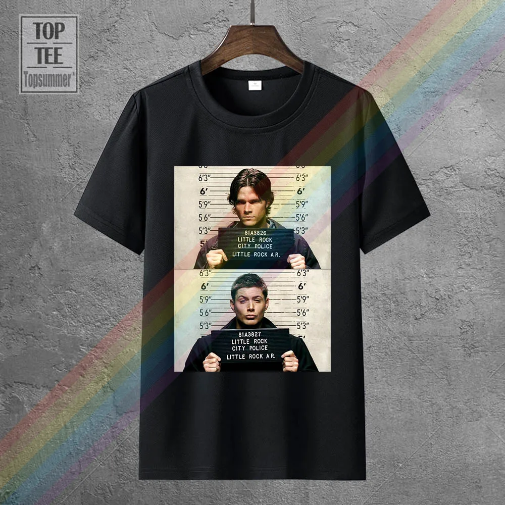 

Daily T Shirt Crew Neck Men Short New Popular Supernatural Mug Sam Dean Winchester Men'S Black Print T Shirt Men