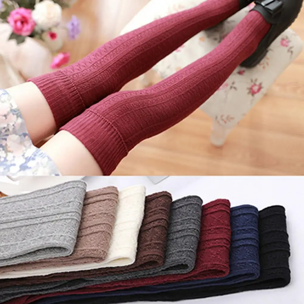 1 Pair 75cm Autumn Winter Women Socks Stockings Over Knee Socks Women Crochet Over The Knee Thigh High Socks Slim Leg Stockings