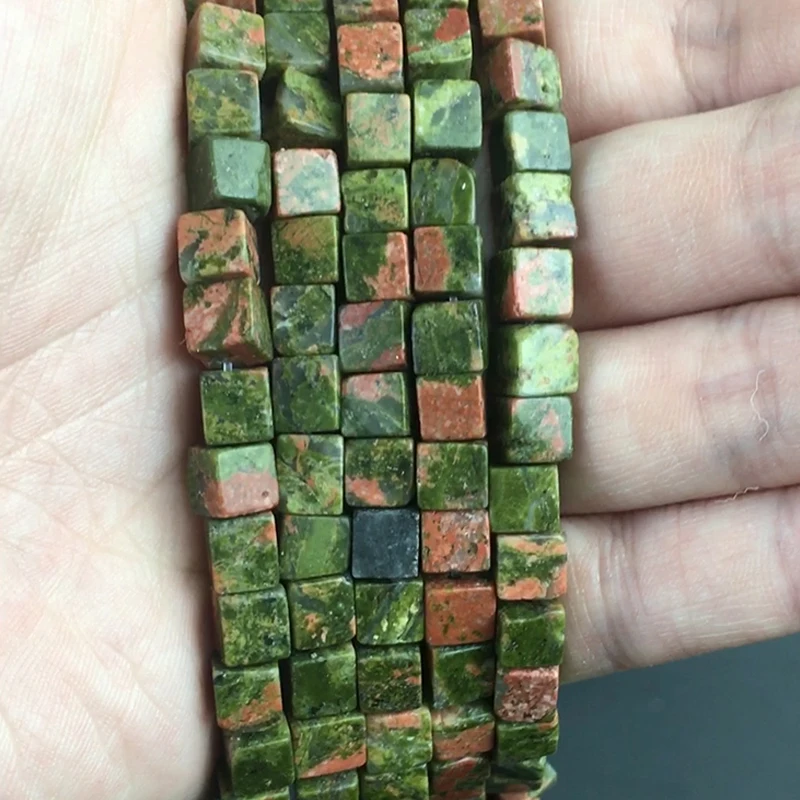 

Natural Flowers Green Square Shape Beads Stone Loose Spacer Beads for Jewelry Making DIY Charms Bracelet Necklace 15''6*6mm