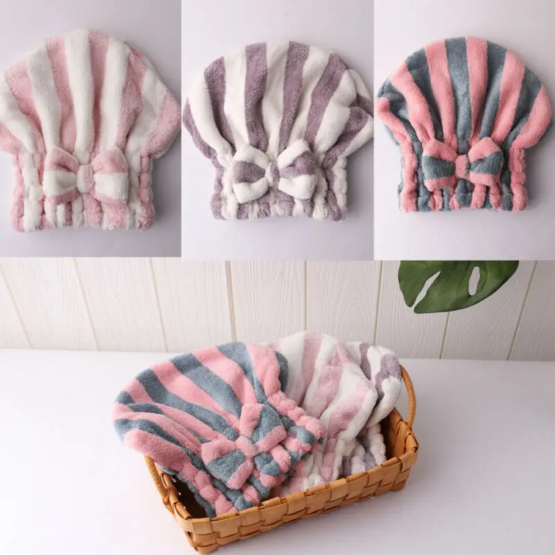 

Microfibre Quick Hair Drying Bath Spa Bowknot Wrap Towel Hats Cap Bath Makeup