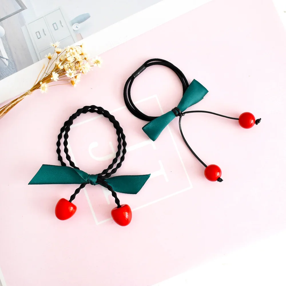

10PCS Fashion Rope Scrunchie Ponytail Holder Sweet Cherry Fruits Hair Rope Bowknot Elastic Hair Bands Hair Accessories for Girls