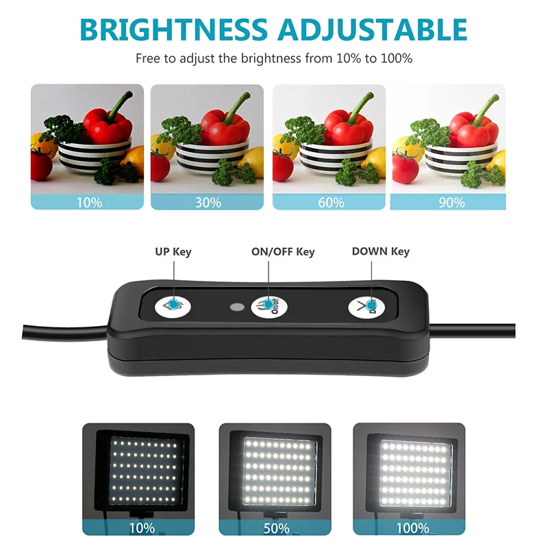 

2 Packs Dimmable 5600K USB LED Video Light with Adjustable Tripod Stand/Color Filters for Tabletop/Low Angle Shooting