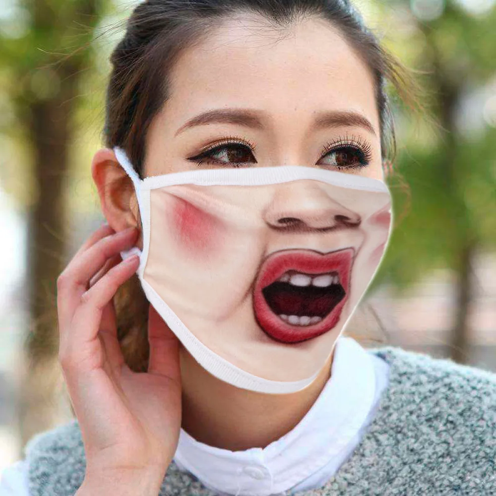 B Face Mouth Muffle Mask Creative Unisex Woman Fun Anime Funny Expression Emotional Anti-Dust Warm Face Mask K919 - Цвет: B