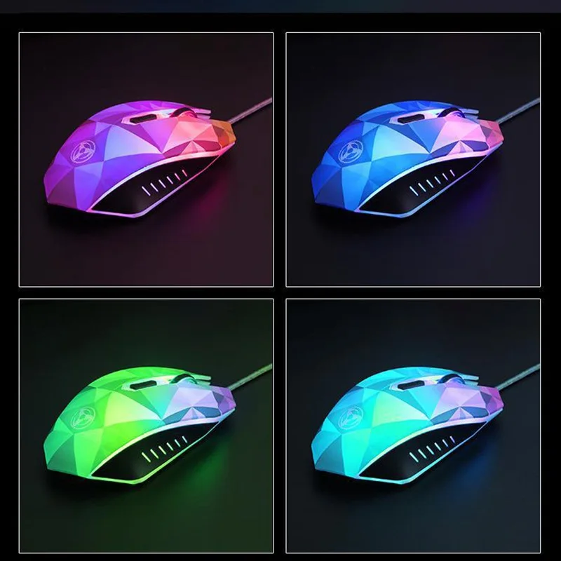 VicTsing Алмазная цветная игровая мышь 3200 dpi 7 круглый светодиодный светильник проводная мышь игровая оптическая компьютерная мышь