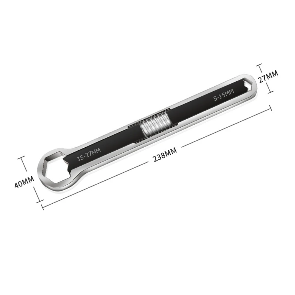 

Household Wrenches Carbon Steel Spanner Repair Adjustable Dual-Head Multifunctional Open Ended Wrench Handle Tool
