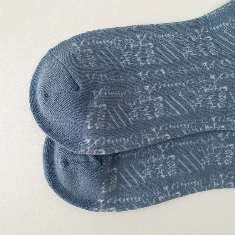 

Socks Women Simple Couples All-match Sweet Soft Blue Plaid Sock Middle Tube Leisure Sweat-absorbent Harajuku Japanese Style Ins