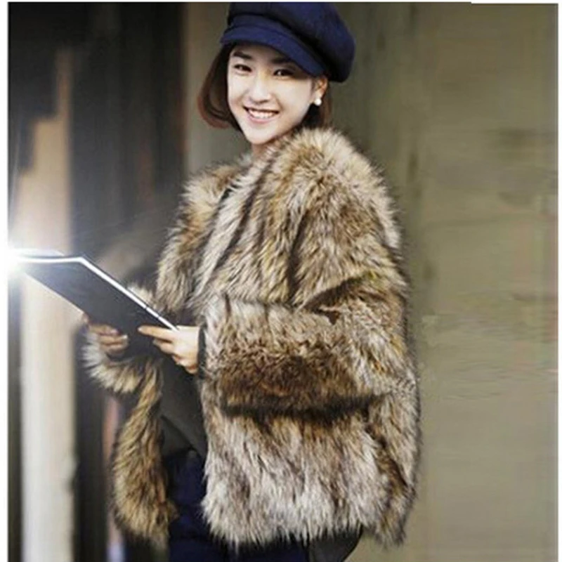 

Новое Женское пальто с круглым вырезом TRODEAM 2021, короткие пальто из искусственного меха енота, лисы