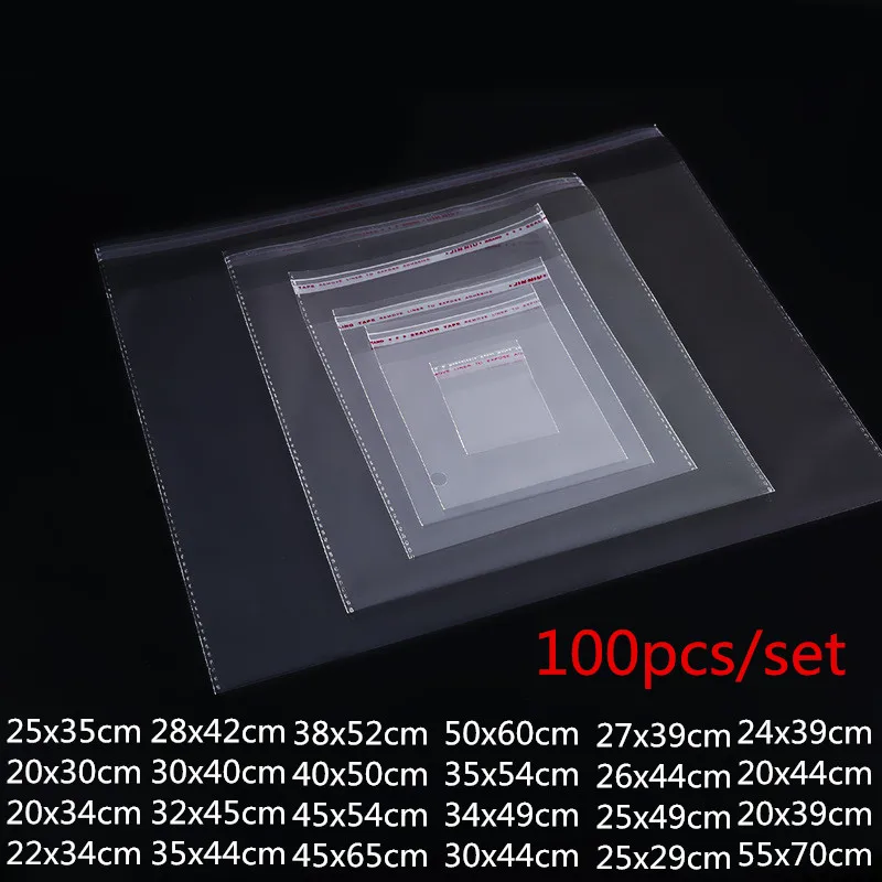 

Multi Size 100Pcs Transparent OPP Poly Bags Self Adhesive Plastic Bag Self Adhesive Seal Bags&Candy Bags