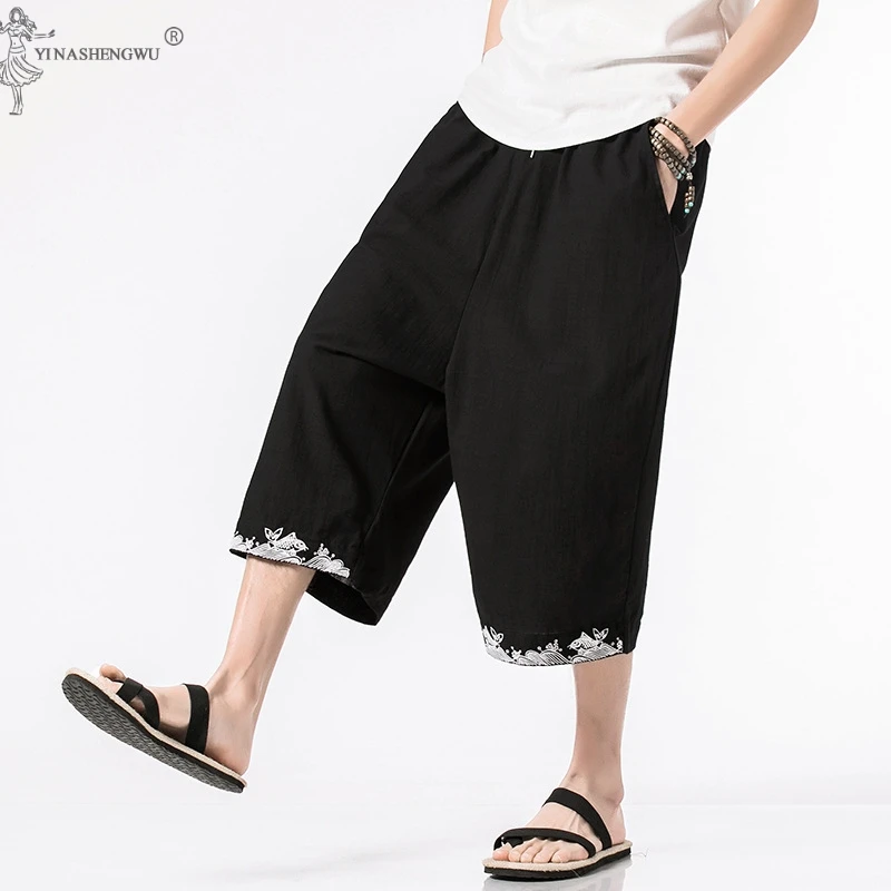 

Traditional Japanese Kimono Pants Men Asian Clothing Bath Pant Casual Loose Male Japan Style Yukata Trousers Linen Cropped Pants