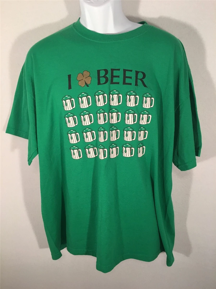 Футболка на День Святого Патрика I Love Beer Green кружки Xl ирландская популярная