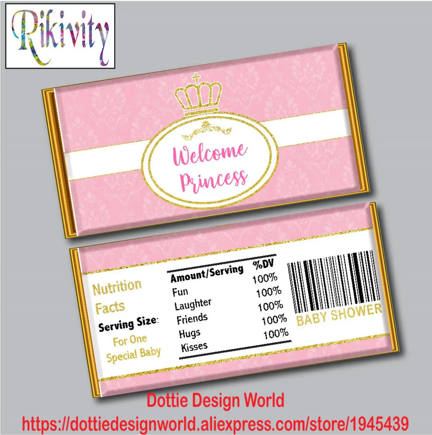 Золотая Корона розовая принцесса день рождения Hershey шоколадные конфеты бар