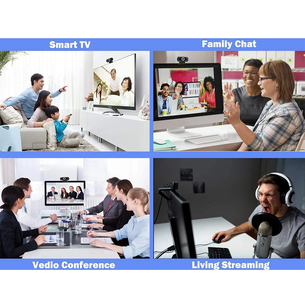 

Webcam 1080P USB Computer Webcam Conference Video Online for Laptops, Desktop Web Cam Online Education Webcam with Microphone