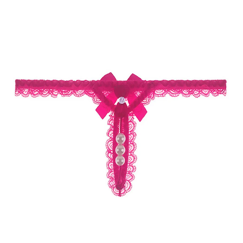 Женские жемчужные G-стринги ажурные трусики с бантом дизайнерское короткое