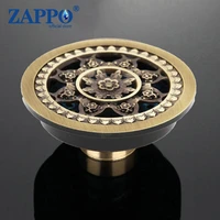 zappo antique brass bathroom floor drain round waste floor drain shower square printing thread design cover floor drain
