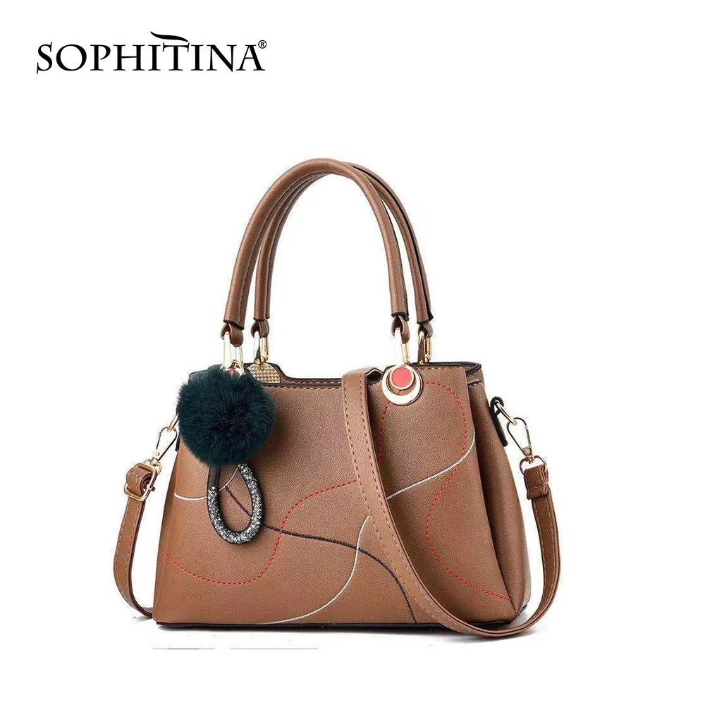 SOPHITINA сумки в руку женские отделка из искусственного меха съемный наплечный