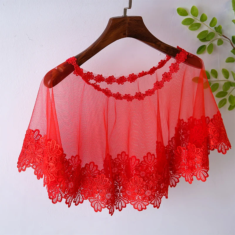 Spring Summer Lace Collar Sunscreen Cloak Neck Shawl Thin Short Coat Jacket Strapless Small Vest Wedding | Дом и сад