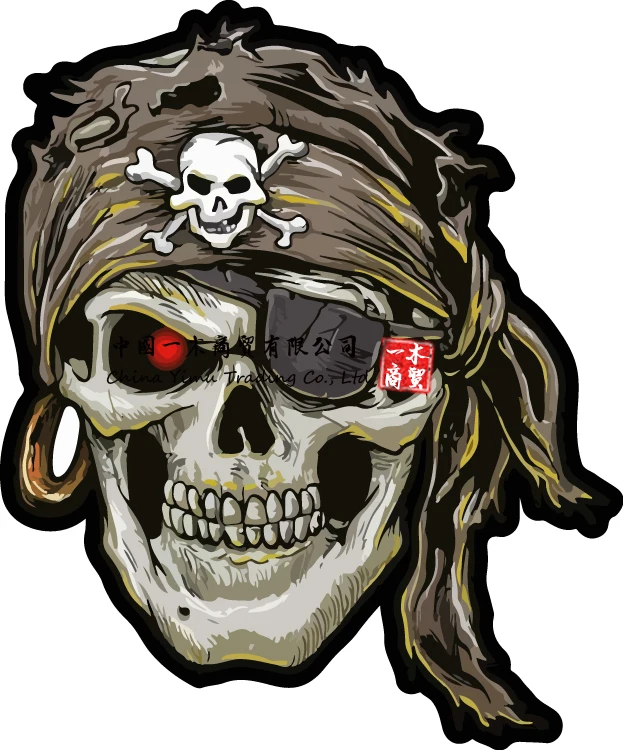 

Jolly Roger Skull Vinyl Decal Sticker Boat Pirate Gun Car Truck Laptop Phone