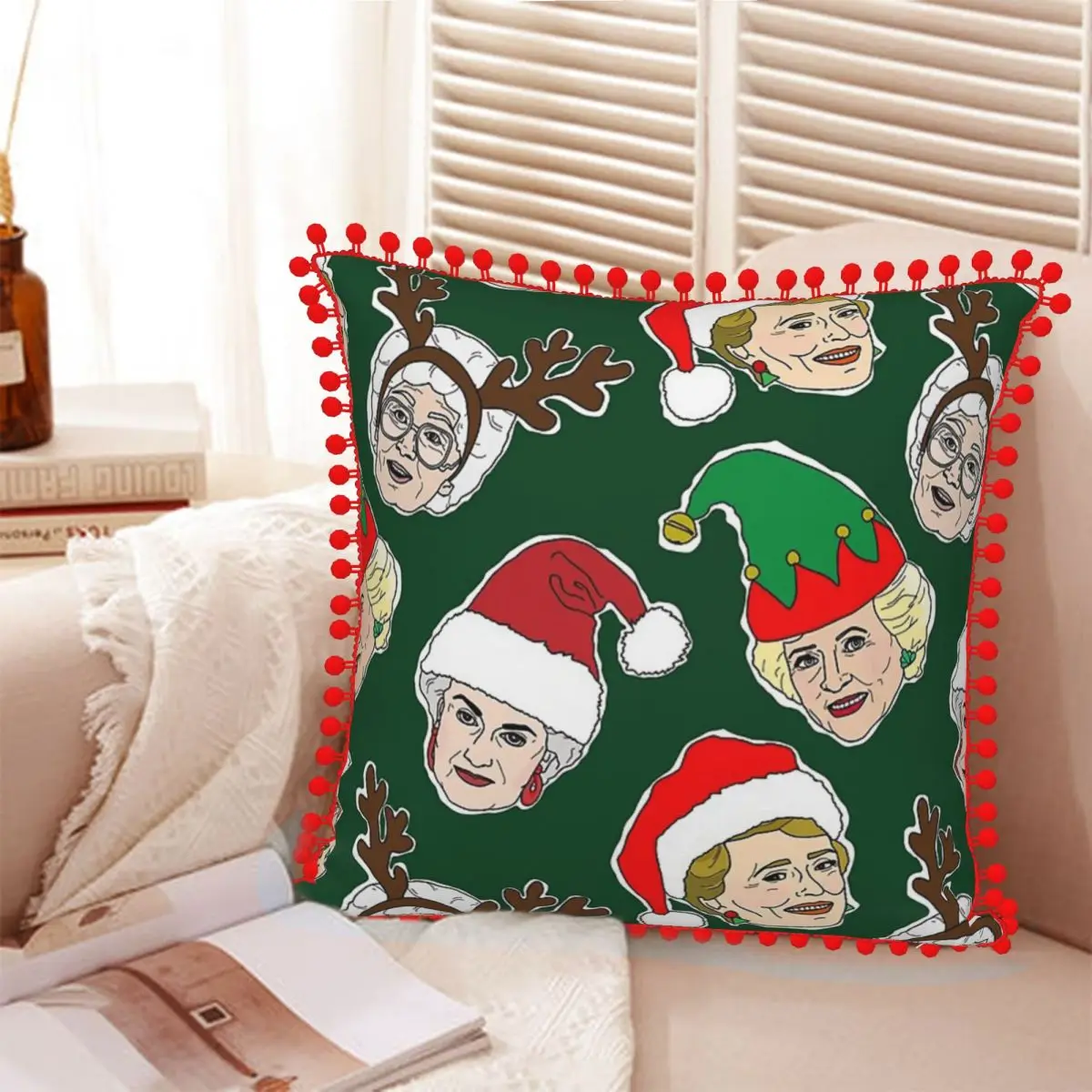 

A Very Golden Ugly Christmas Square Pillowcases Polyester Seat Xmas Santa Cushion Cover Creative Decorative Pillow Cover 45*45