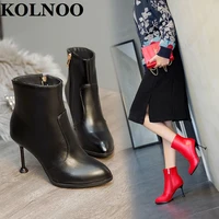 kolnoo new womens handmade high heeled boots three colors stiletto ankle booties large size 35 47 evening fashion winter shoes