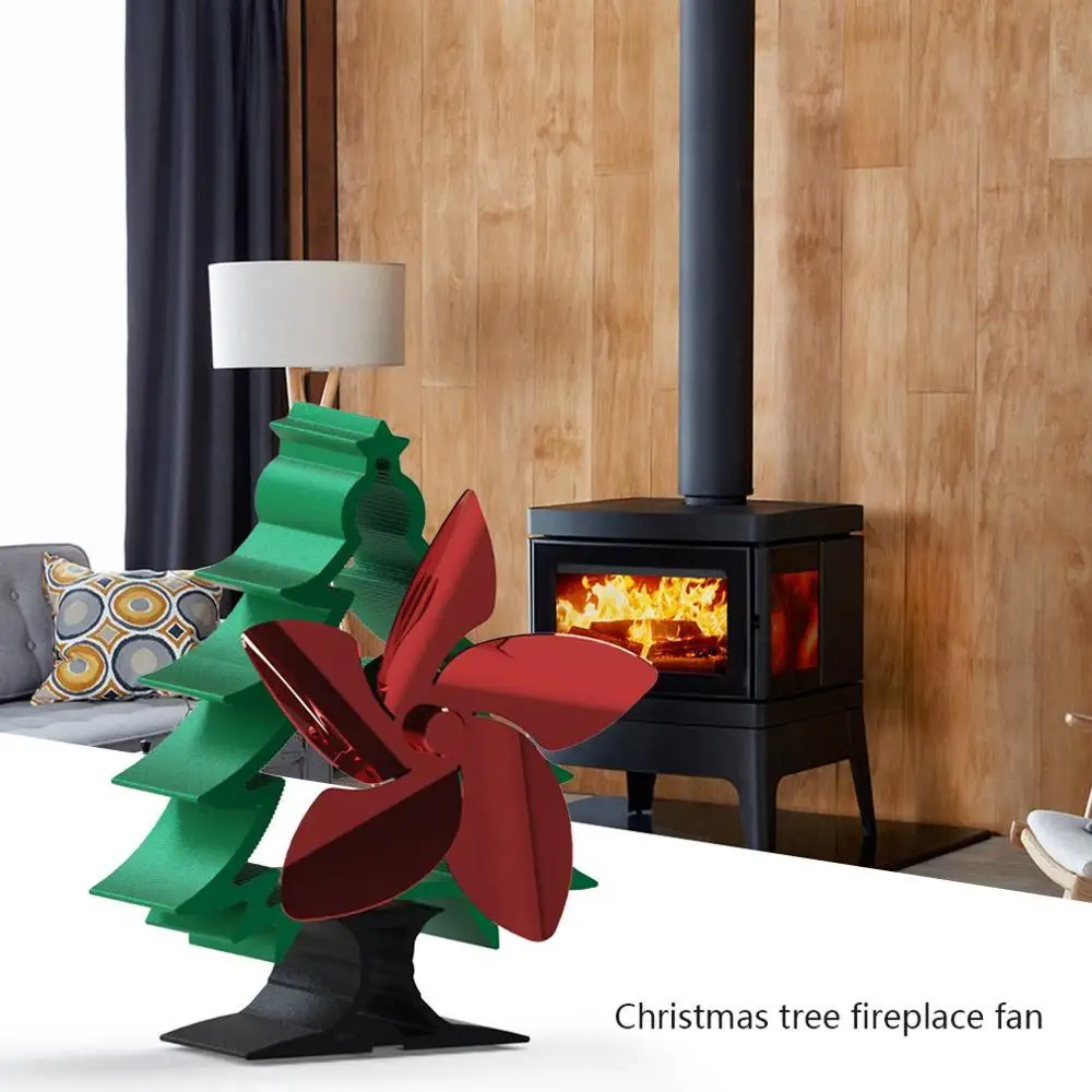 

Рождественская елка вентилятор для камина 5-лопастной вентилятор для печи, работающий от тепловой энергии горелки экологический вентилято...