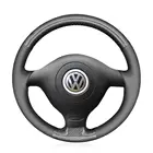 Чехол 5D из углеродного волокна и кожи с черными отверстиями для руля, чехол с черным стежком для VolksWagen VW Golf 4 Passat B5 1996-2003
