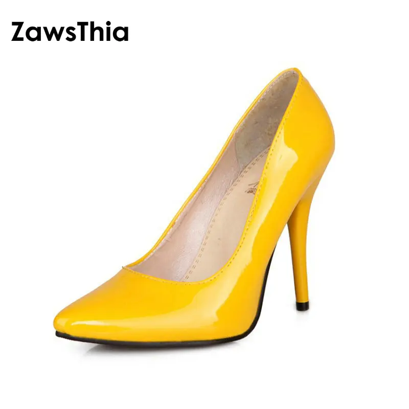 ZawsThia лакированные женские туфли из искусственной кожи на тонких высоких